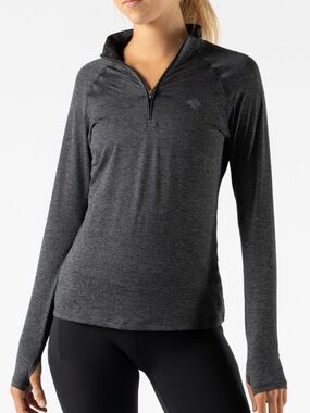 Rabbit EZ Zip Shirt Women's Quarter-Zip Long Sleeve Top - Black Charcoal Size M